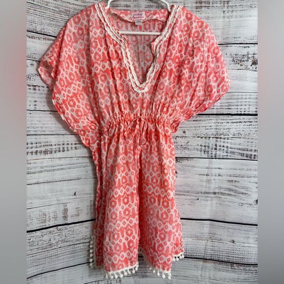 Stella And Dot Beach Cover Up Womens one size Tunic Cotton Tunic Bom Bom Boho - Picture 2 of 8